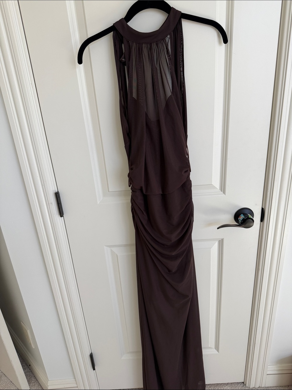 Abercrombie & Fitch Sleeveless Halter Maxi Dress in Dark Brown